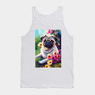 Watercolor pug puppy Tank Top